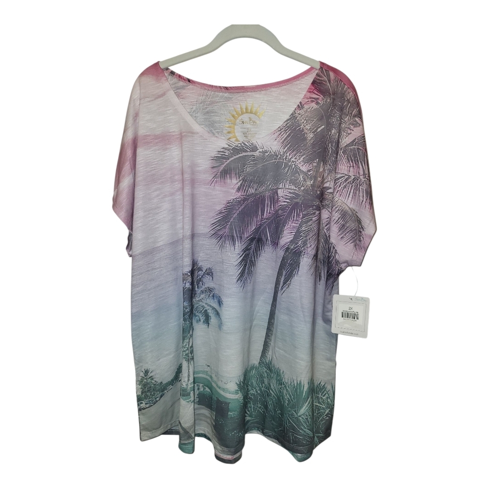 Women's Multicolor Palm Tree Print Top